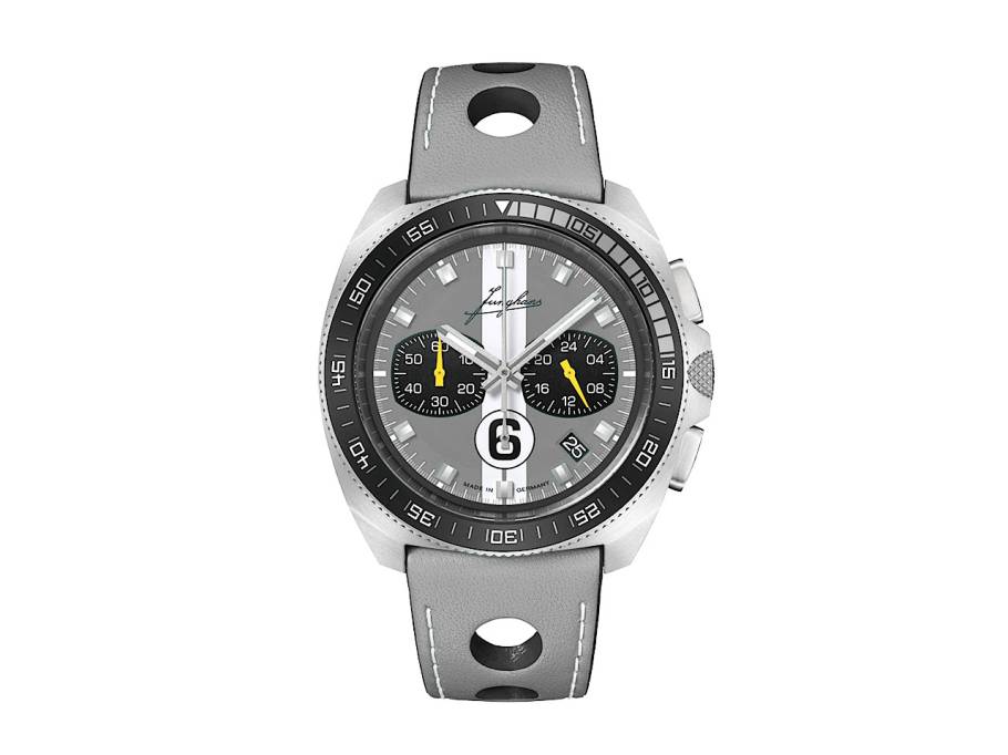 1972 Chronoscope Sports Edition 2024 Quarz Edelstahl 43,3mm graues Zifferblatt graues Lederband