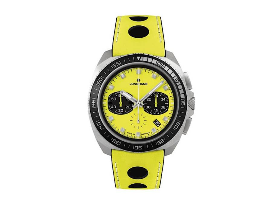 1972 Chronoscope FIS Edition Lemon 2023 Quarz Edelstahl 43mm gelbes Zifferblatt gelbes Lederband 