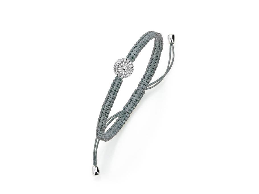 Swing Boho Makramee-Armband anthrazit Weißgold mit Brillanten 0,244ct