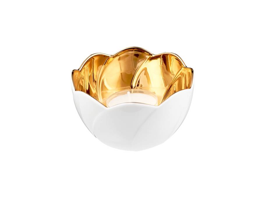 Teelicht Seerosen Schale Gold glänzend
