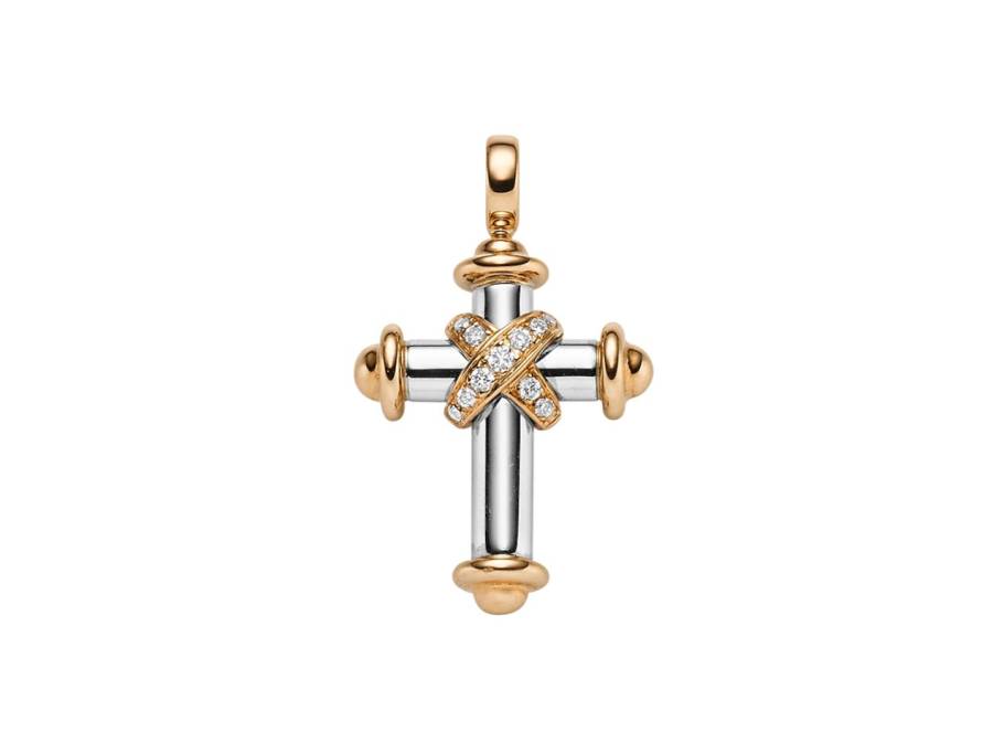 Crosses Anhänger  klein Weißgold mit Roségold und Brillanten