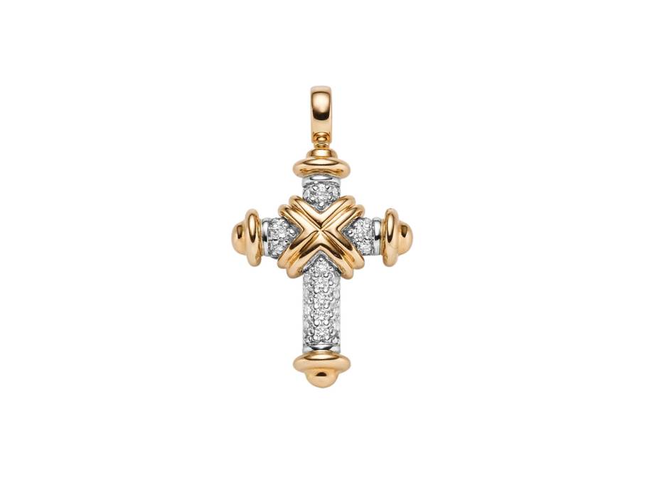 Crosses Anhänger  klein Weißgold mit Roségold und Brillanten