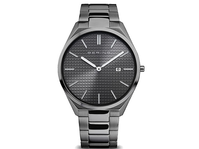 17240 Edelstahl Herrenuhr Edelstahl grau graues Zifferblatt Edelstahlband
