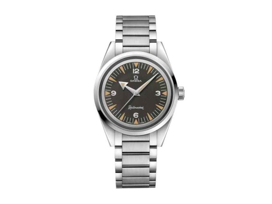 Seamaster Railmaster Automatik Edelstahl 38mm schwarzes Zifferblatt Metallband Die 1957 Trilogy