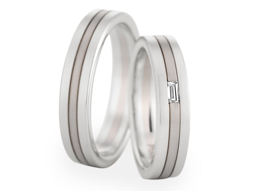 Trauring Paar Nr.  88 Platin mit Weißgold