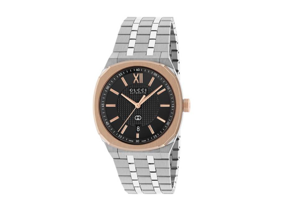 25H Automatik Edelstahl PVD-Roségold 40mm schwarzes Zifferblatt Metallband YA163352