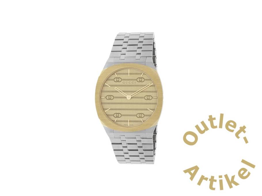 25H Quarz Edelstahl 34mm goldenes Zifferblatt Metallband YA163403