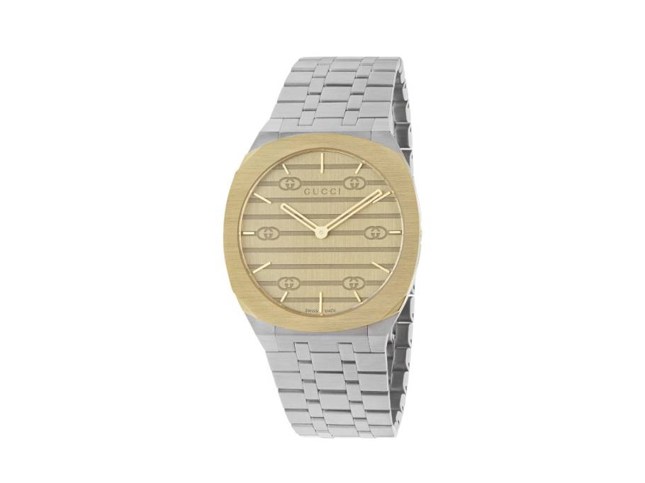 25H Quarz Edelstahl 38mm goldenes Zifferblatt Metallband YA163405