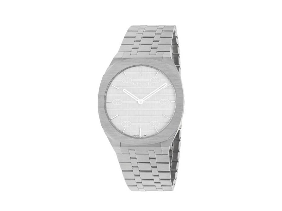 25H Quarz Edelstahl 38mm silbernes Zifferblatt Metallband YA163407