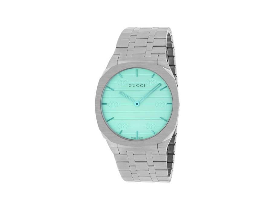 25H Ozeanblau Quarz Edelstahl 38mm weißes Zifferblatt Metallband YA163409