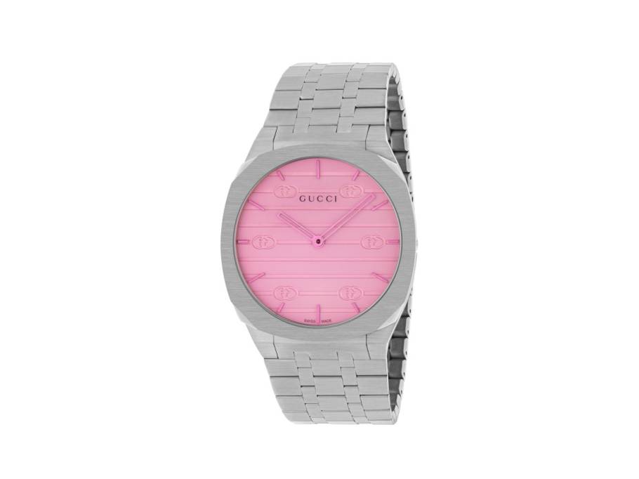 25H Rosa Quarz Edelstahl 38mm weißes Zifferblatt Metallband YA163410