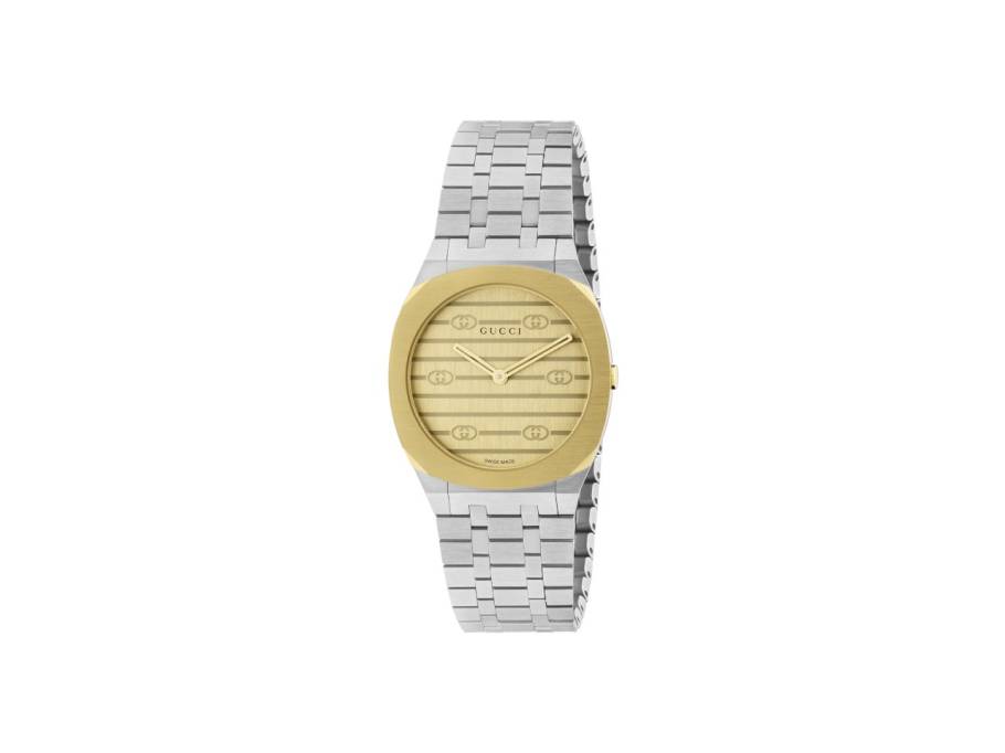 25H Quarz Edelstahl 30mm goldenes Zifferblatt Metallband YA163502