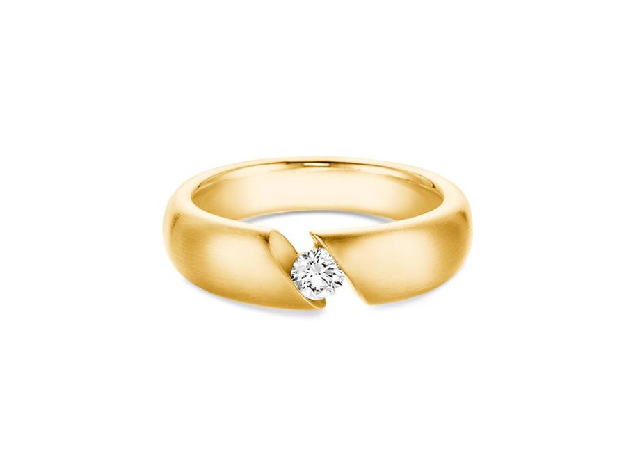 Verlobungsring Spannring schräg Gelbgold 0,25ct