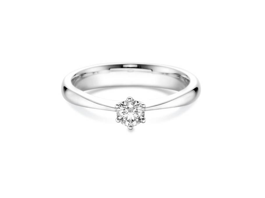  Verlobungsring 6er Krappe  Zungenschiene Weißgold 0,30ct 585/- Gold