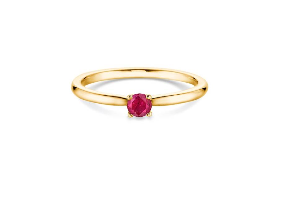 Verlobungsring 4er Krappe Gelbgold Rubin 3,5mm