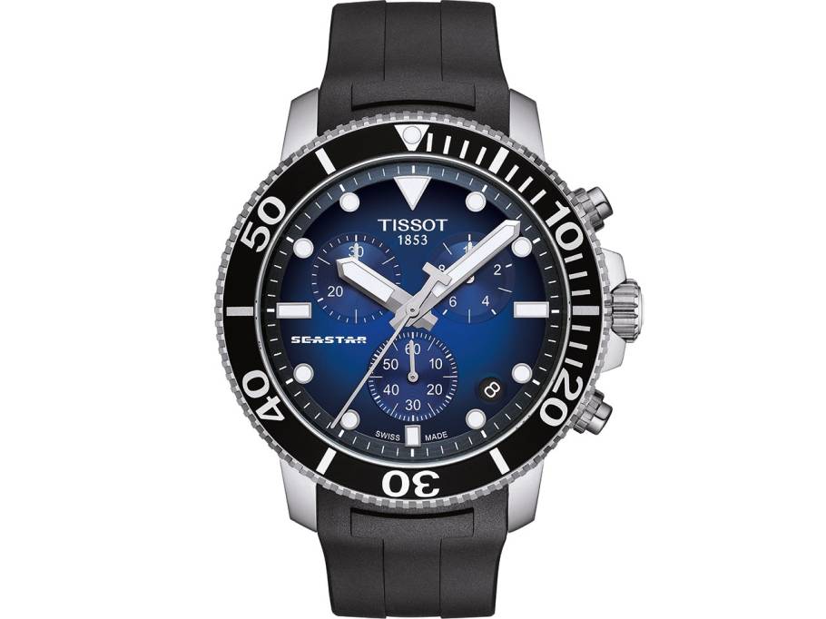 Seastar 1000  Quarz Chronograph blau mit Kautschukband