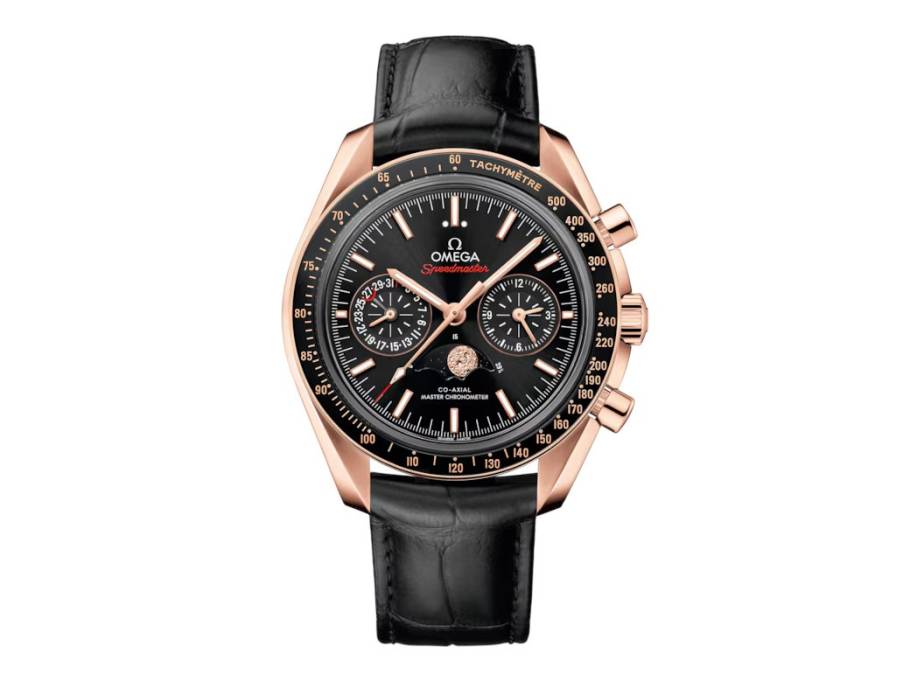 Speedmaster Mondphase Automatik Edelstahl 44mm schwarzes Zifferblatt Metallband