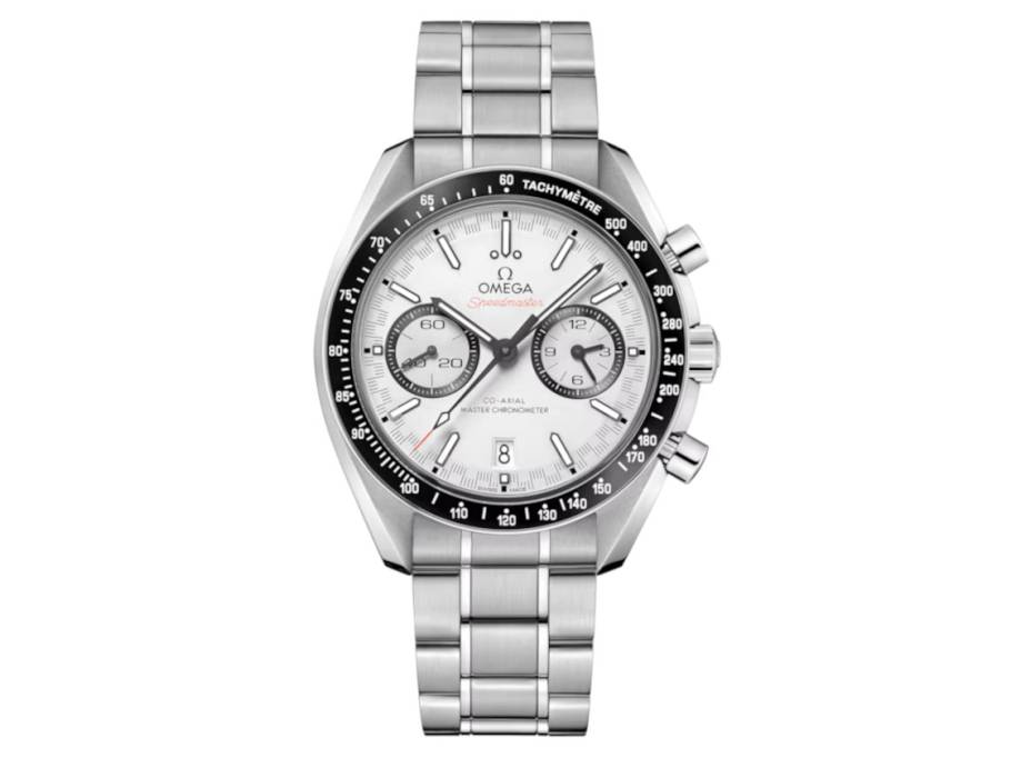 Speedmaster Racing Automatik Edelstahl 44mm weißes Zifferblatt Metallband