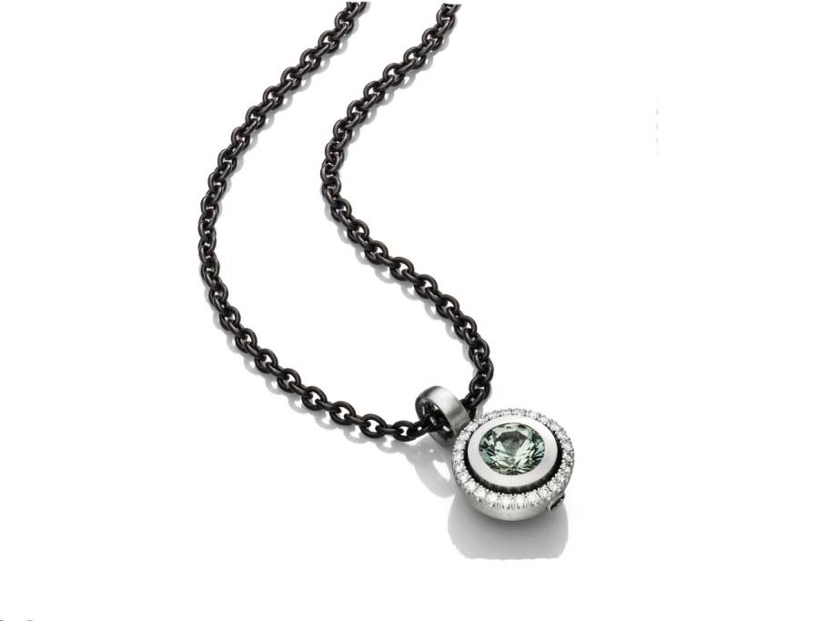 Kette mit Anhänger Platin mit blauem Turmalin