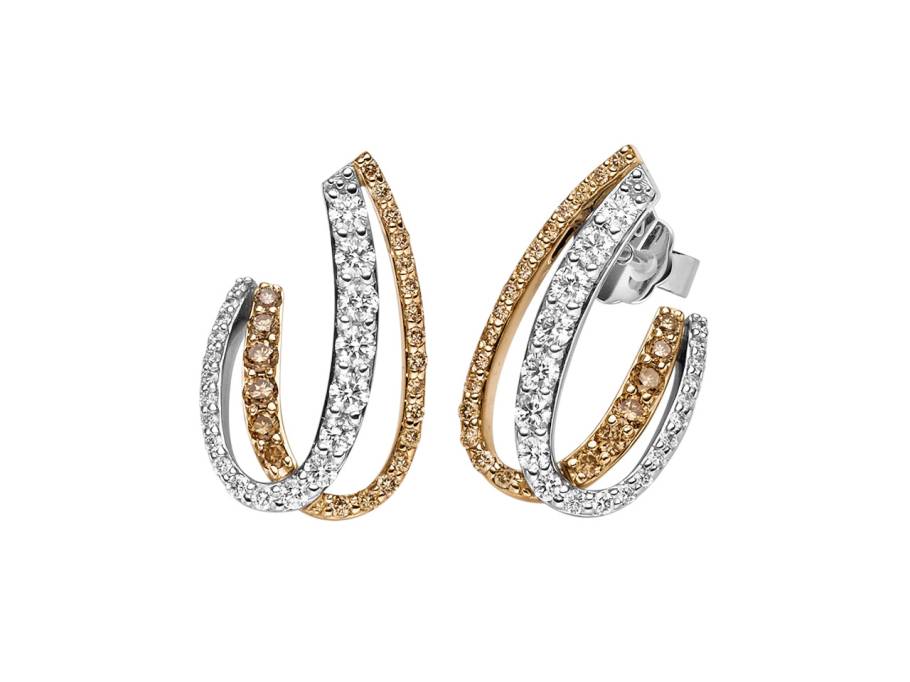 Panta Rhei Ohrstecker Creolen Weißgold mit Roségold und Brillanten 0,205ct