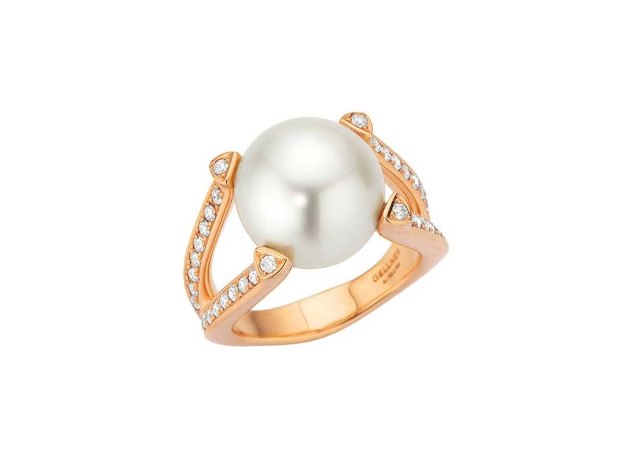 Wave Ring Roségold Südseeperle und Brillanten 0,732ct