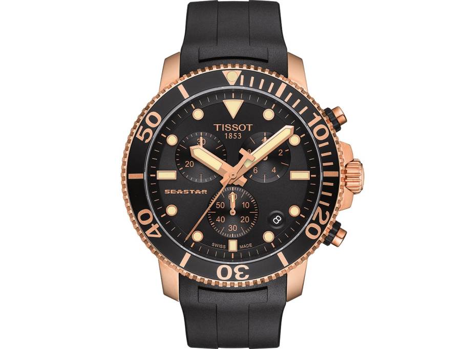 Seastar 1000  Quarz Chronograph  roségold PVD mit schwarzem Zifferblatt