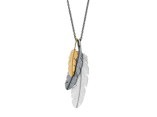 Feather Aktionsangebot 3 Federn mit Kette 70 cm Silber rhodiniert