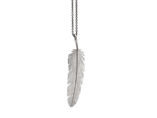 Feather Anhänger Groß Silber 