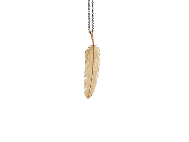Feather Anhänger Klein Silber gelbvergoldet