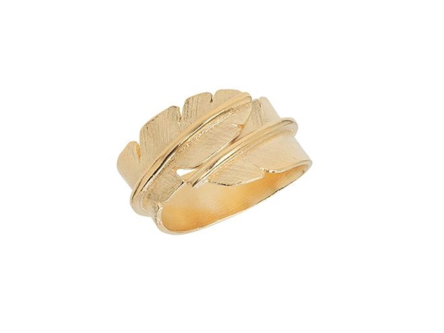 Feather Ring Medium Silber gelbvergoldet