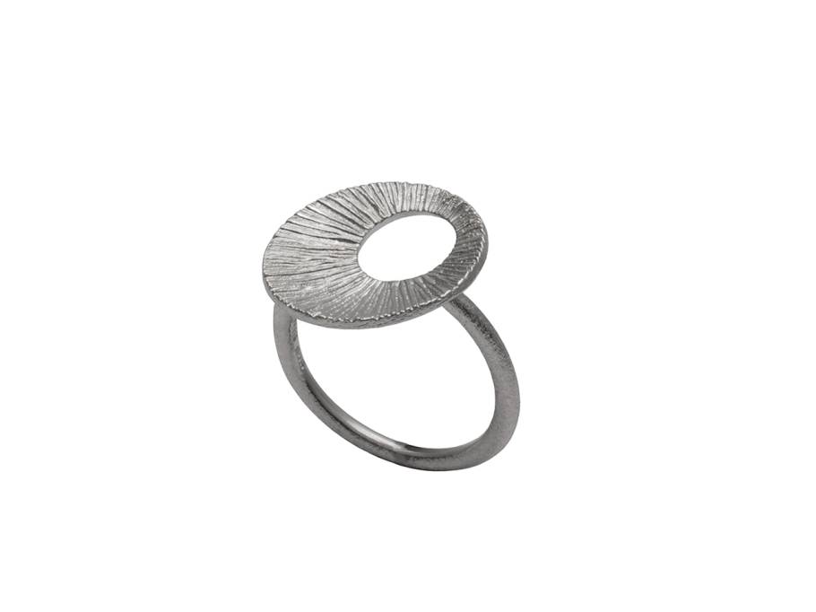 Traumfänger Ring Klein Silber schwarz rhodiniert