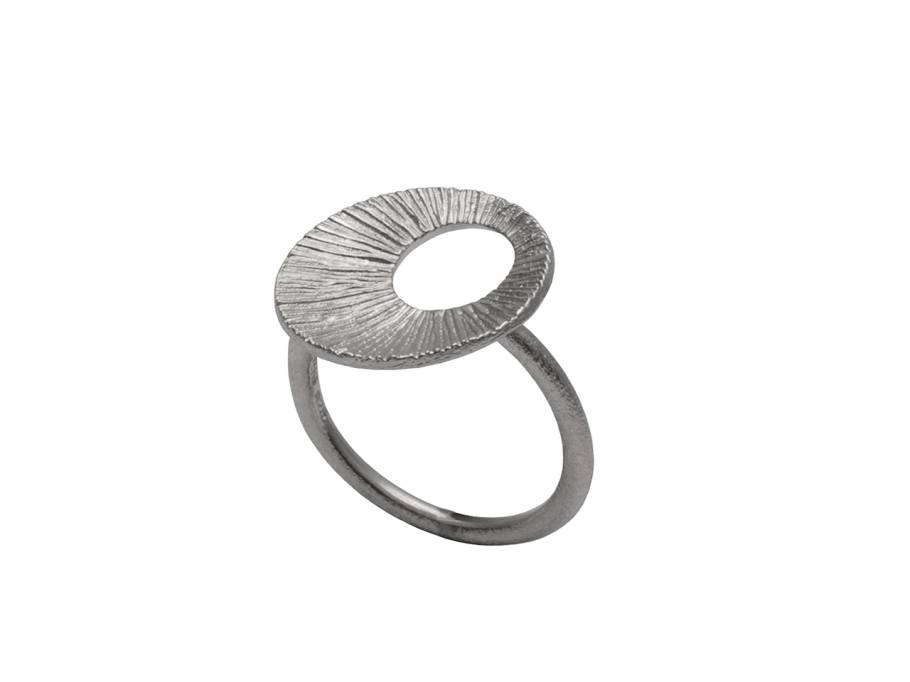 Traumfänger Ring Medium Silber schwarz rhodiniert