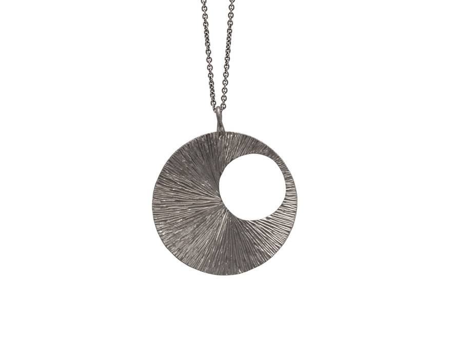 Traumfänger Anhänger Medium  Silber schwarz rhodiniert