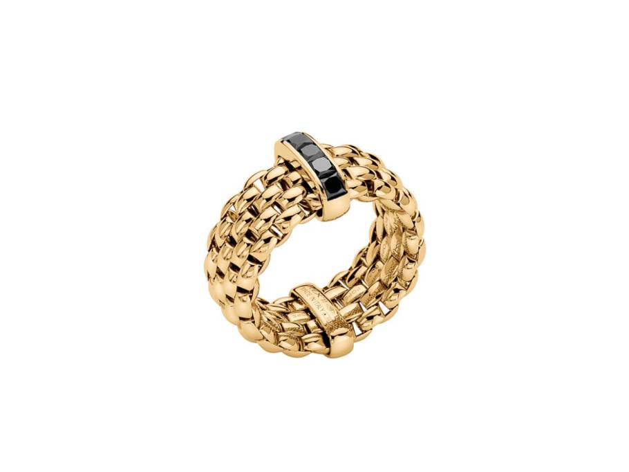 Panorama Flex'It Men Ring  mittel Gelbgold M mit schwarzen Diamanten 0,700ct flexibel