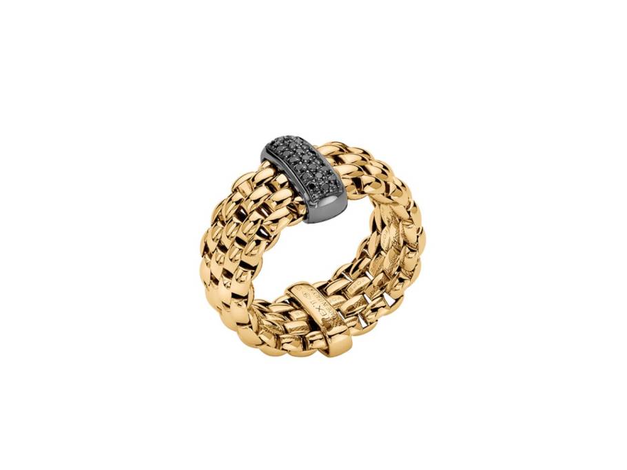 Panorama Flex'It Men Ring breit Gelbgold M mit schwarzen Brillanten 0,170ct flexibel