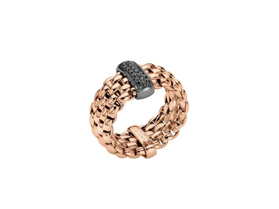Panorama Flex'It Men Ring breit Roségold M mit schwarzen Brillanten 0,170ct flexibel