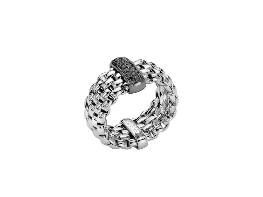 Panorama Flex'It Men Ring breit Weißgold M mit schwarzen Brillanten 0,170ct flexibel