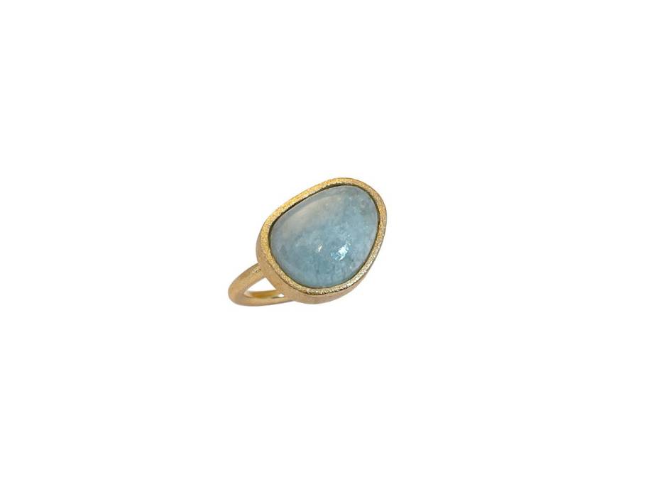 Kolo Ring Silber vergoldet matt mit Aquamarin