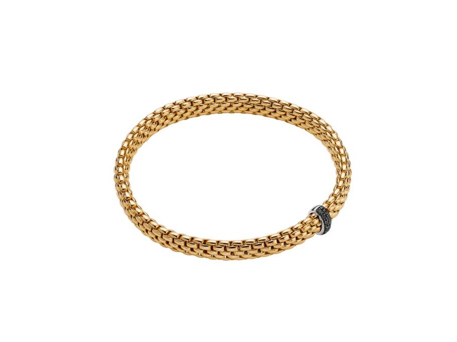  Vendôme Felx'It Men Armband Gelbgold M mit schwarzen Brillanten 0,110ct flexibel