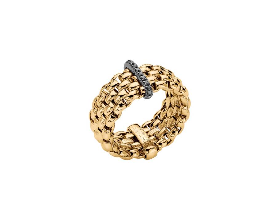 Panorama Flex'It Men Ring   schmal Gelbgold M mit schwarzen Brillanten 0,080ct flexibel