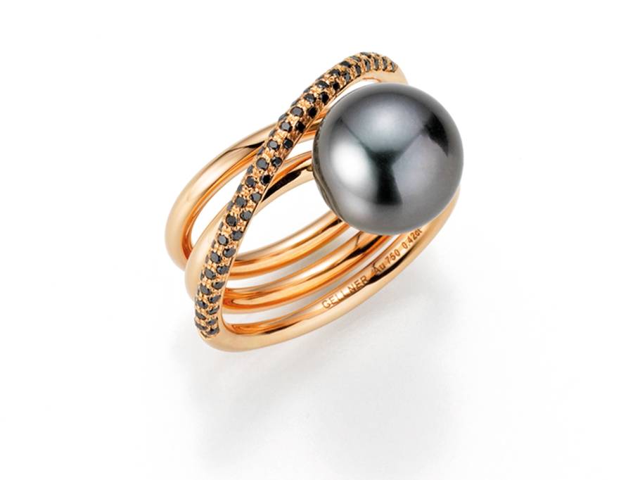 Wave Ring Rosegold mit Tahitiperle