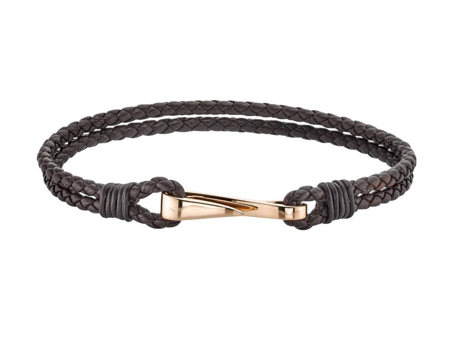 Lederarmband braun Roségold 