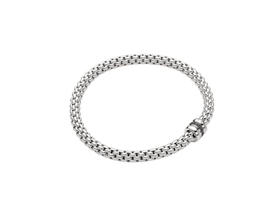 Solo Flex'it Men Armband Weißgold M 3 Ronden mit schwarzen Brillanten 0,110ct flexibel