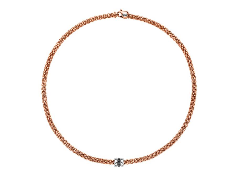  Solo Flex'It Men Collier Roségold 43cm mit schwarzen Brillanten 0,120ct