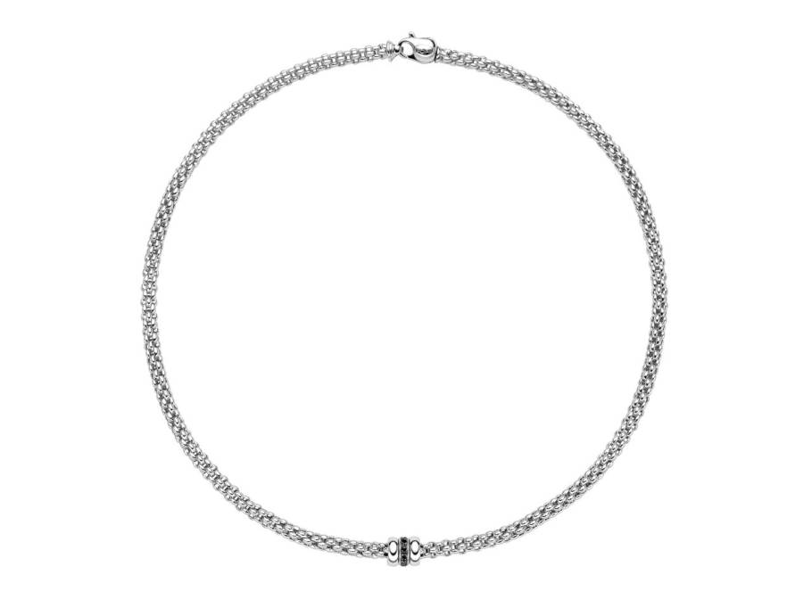  Solo Flex'It Men Collier Weißgold 43cm mit schwarzen Brillanten 0,120ct