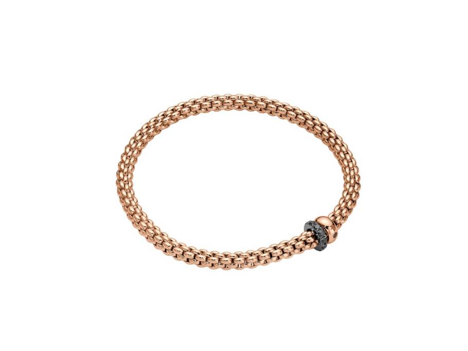 Solo Flex'it Men Armband Roségold M 2 Ronden mit schwarzen Brillanten 0,300ct flexibel