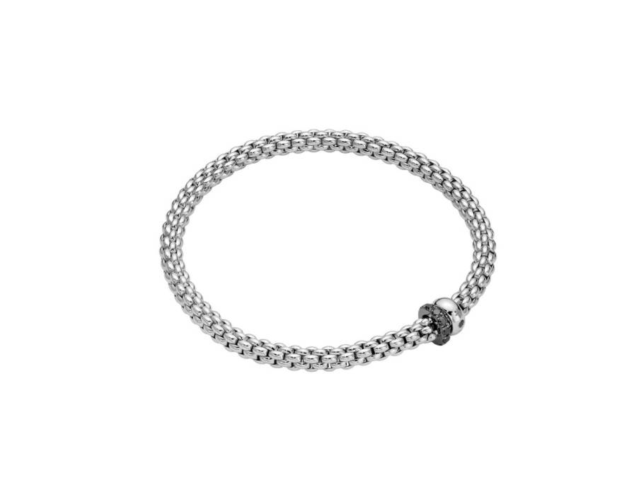 Solo Flex'it Men Armband Weißgold M mit schwarzen Brillanten 0,300ct flexibel