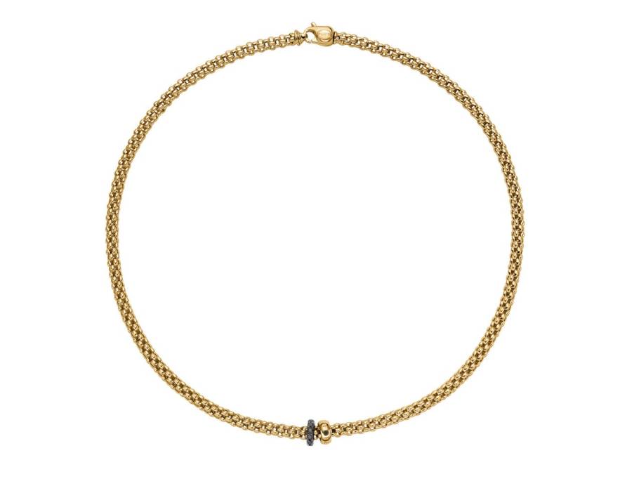 Solo Flex'It Men Collier Gelbgold 43cm mit schwarzen Brillanten 0,300ct