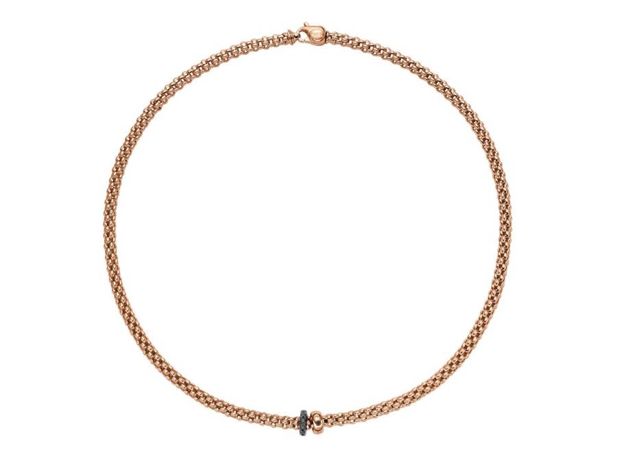  Solo Flex'It Men Collier Roségold 43cm mit schwarzen Brillanten 0,300ct
