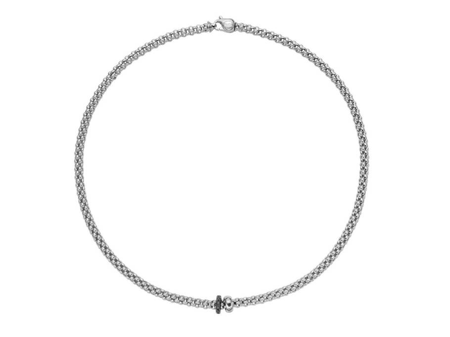  Solo Flex'It Men Collier Weißgold 43cm mit schwarzen Brillanten 0,300ct